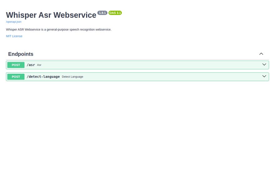 Whisper Asr Webservice screenshot